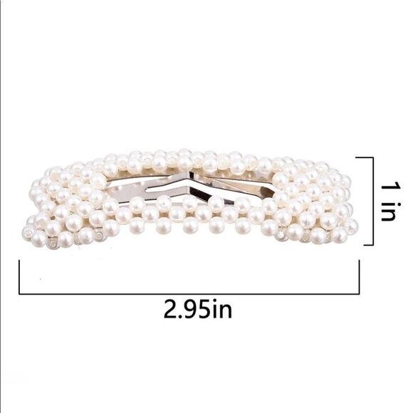 White pearl hair clips - Picture 6 of 6